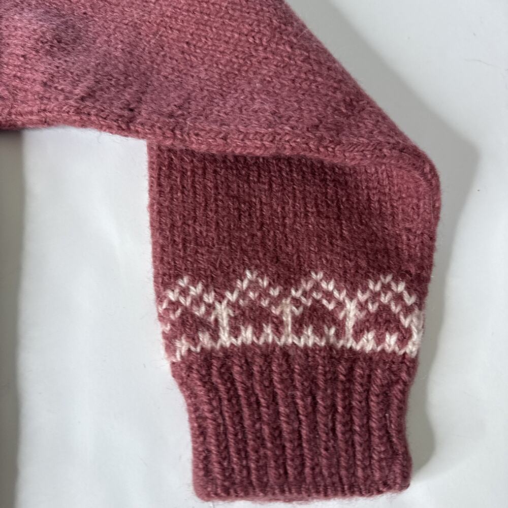 Vintage Dale Of Norway Pure New Wool Maroon White Knit Sweater Adult Size L 52 - Picture 12 of 13